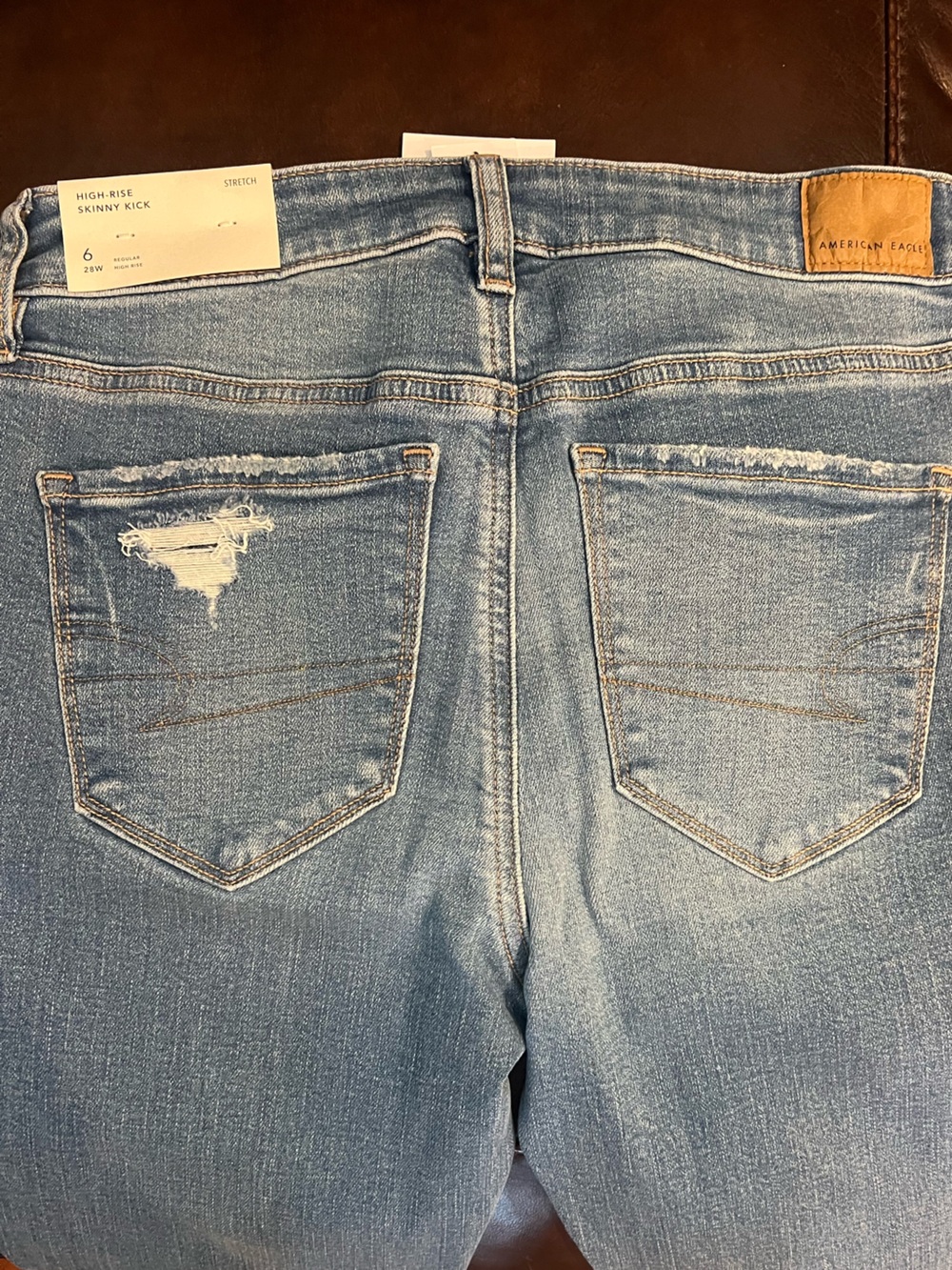 NWT* Skinny Kick - American Eagle Blue Distressed bootcut Jeans - Picture 4 of 4